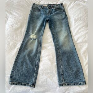 Pilcro | Women's 28 | Medium Wash Distressed Denim Slim Straight Leg Jeans